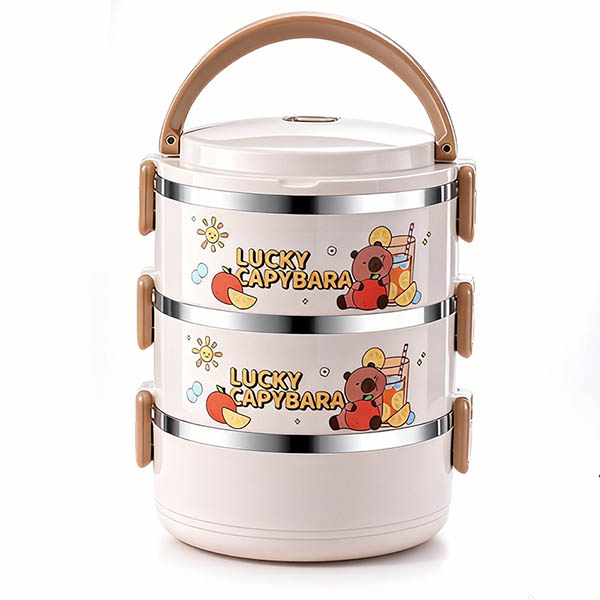 stainless steel bento box kp9018 - brown